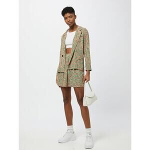 Molly Bracken Floral Ireland Green Woven Light Blazer Jacket Blouse Women Sz L